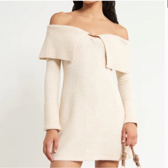 Cult Gaia Cream ‘Edna’ Knit Mini Dress w/Collar Detail Size M EUC HARD TO FIND - Picture 9 of 16